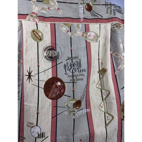 Tommy Bahama Retro Kitsche Silk Button Vintage Bowling Shirt Luau Lanes Medium - Picture 9 of 12